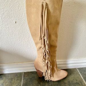 MIA Suede Fringe Knee High Boots